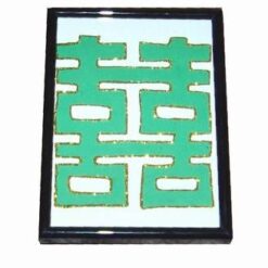 Tablou Feng Shui cu Simbolul Dublei Fericiri verde