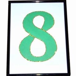 Tablou Feng Shui cu cifra 8 verde, cu auriu