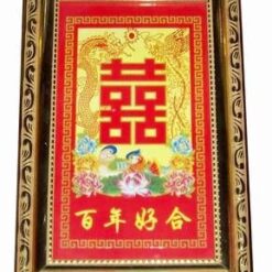 Tablou Feng Shui cu simbolul dublei fericiri si pasari