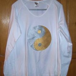 Tricou Yin-Yang alb - L - XL
