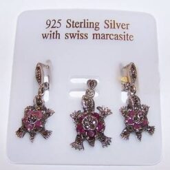 Set din argint cu rubin marcasite - Broasca Testoasa