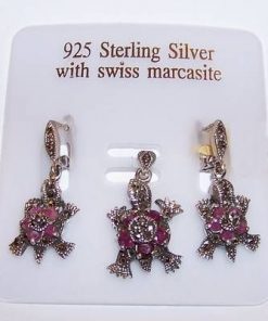 Set din argint cu rubin marcasite - Broasca Testoasa