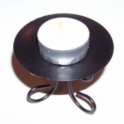 Suport de lumanare din metal negru, cu 3 picioare