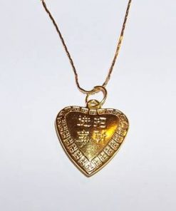 Pandantiv placat cu aur pe lant - Inima cu ideograme