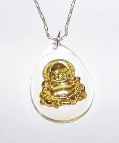 Pandantiv cu Buddha auriu, pe lant din argint