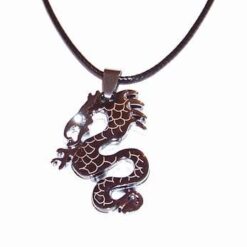 Talisman din inox pe siret negru - Dragonul Negru