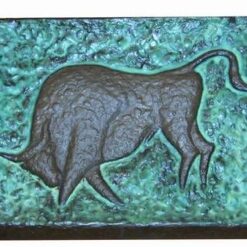 Tablou vintage cu zodia Bivol, din ceramica