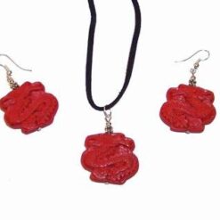 Set - Dragon din coral pe siret negru