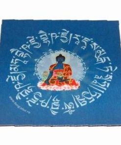 Card cu Buddha al Medicinei Thangka si mantre de protectie