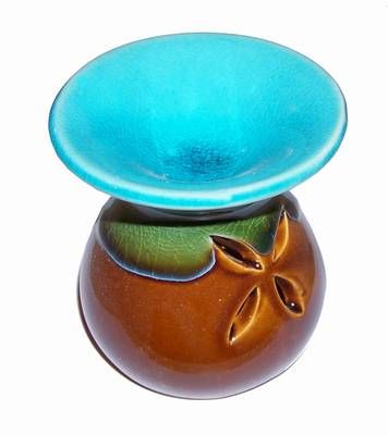 Vas din ceramica pentru aromaterapie - maro, verde, albastru