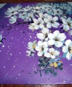 Tablou Feng Shui cu flori de cires - mov - XXL