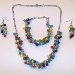 Set din metal nobil cu sfere multicolore, multifatetate