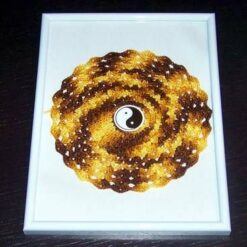 Tablou Feng Shui cu Yin-Yang si Floarea Vietii maro