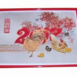 Tablou Feng Shui cu familie, flori si ideograme de bun augur