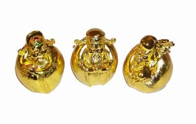 Set de 3 pusculite aurii -  cu zeitatile Fuk Luk Sau