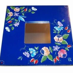 Oglinda Feng Shui cu flori de camp pictate - albastra