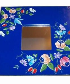 Oglinda Feng Shui cu flori de camp pictate - albastra