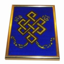 Tablou pictat manual - Nodul Mistirc galben-fundal albastru