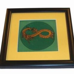 Tablou pictat manual, pe sticla cu Dragonul Cerului - verde