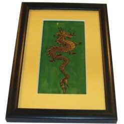 Tablou unicat, pictat manual, cu Dragonul Succesului - verde