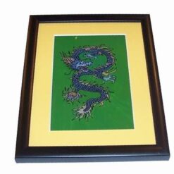 Tablou unicat, pictat manual, cu Dragonul Succesului - verde