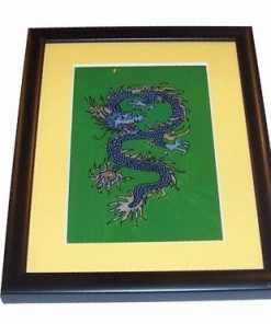 Tablou unicat, pictat manual, cu Dragonul Succesului - verde