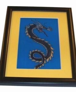 Tablou unicat, pictat manual, cu Dragonul Succesului - bleu