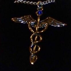 Caduceu placat cu argint - talisman pe lantisor