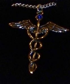 Caduceu placat cu argint - talisman pe lantisor