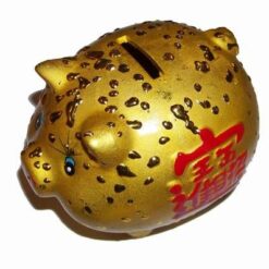 Pusculita Feng Shui din ceramica, aurie - Porcusorul Norocos