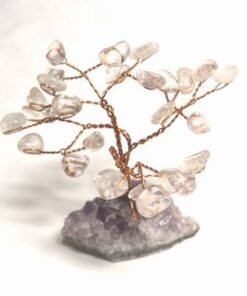 Copacel Feng Shui din cristal de stanca pe suport ametist