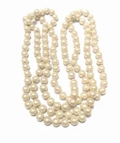 Colier cu perle industriale, albe - lung