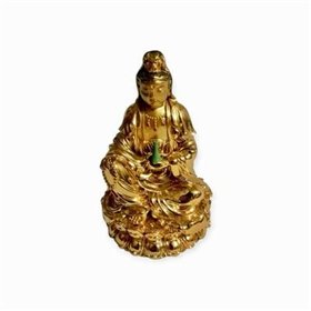 Statuie aurie cu Buddha Tamaduitorul si Wu Lou verde Statuie aurie cu Buddha Tamaduitorul si Wu Lou verde