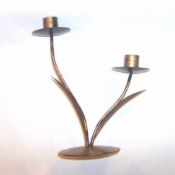 Sfenic vintage din metal, cu doua brate si doua frunze