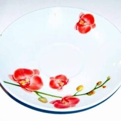 Farfurie Feng Shui din portelan, cu orhidee, pe suport