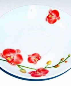 Farfurie Feng Shui din portelan, cu orhidee, pe suport