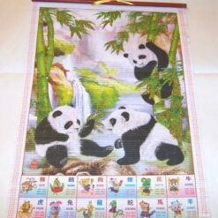 Stampa cu bambusi si familie de panda