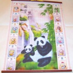 Stampa cu bambusi si familie de panda