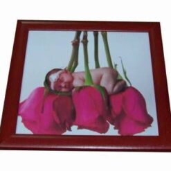 Tablou Feng Shui cu copil si flori de trandafir