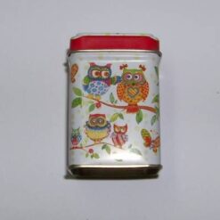 Cutiuta metalica de ceai cu bufnite