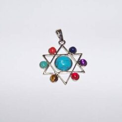 Hexagrama din metal nobil cu cristalele celor 7 chakre
