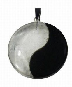 Pandantiv Yin-Yang din obsidian si cristal de stanca