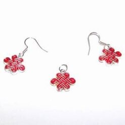 Set din metal nobil cu Nodul Mistic rosu