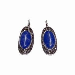 Cercei din metal nobil cu cristale de lapis lazuli