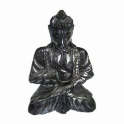 Buddha al Medicinei, gri metalizat, din lemn