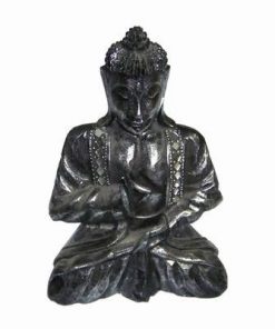 Buddha al Medicinei, gri metalizat, din lemn