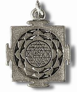 Shri Yantra - Talisman din metal cu agat pe siret negru